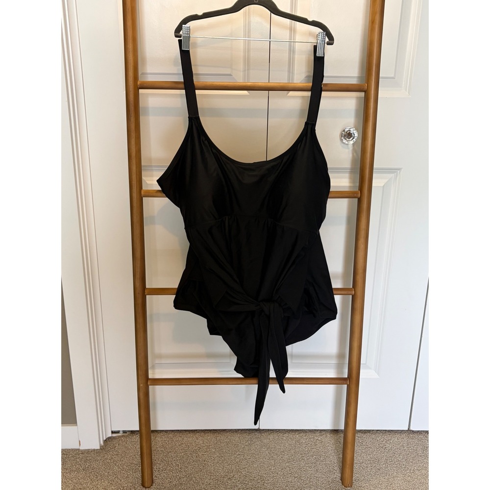 Shapermint Essentials Black Tie Front One Piece Swimsuit 4XL Tummy Control 81010